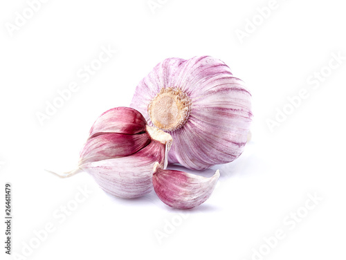 Garlic in closeup on white background