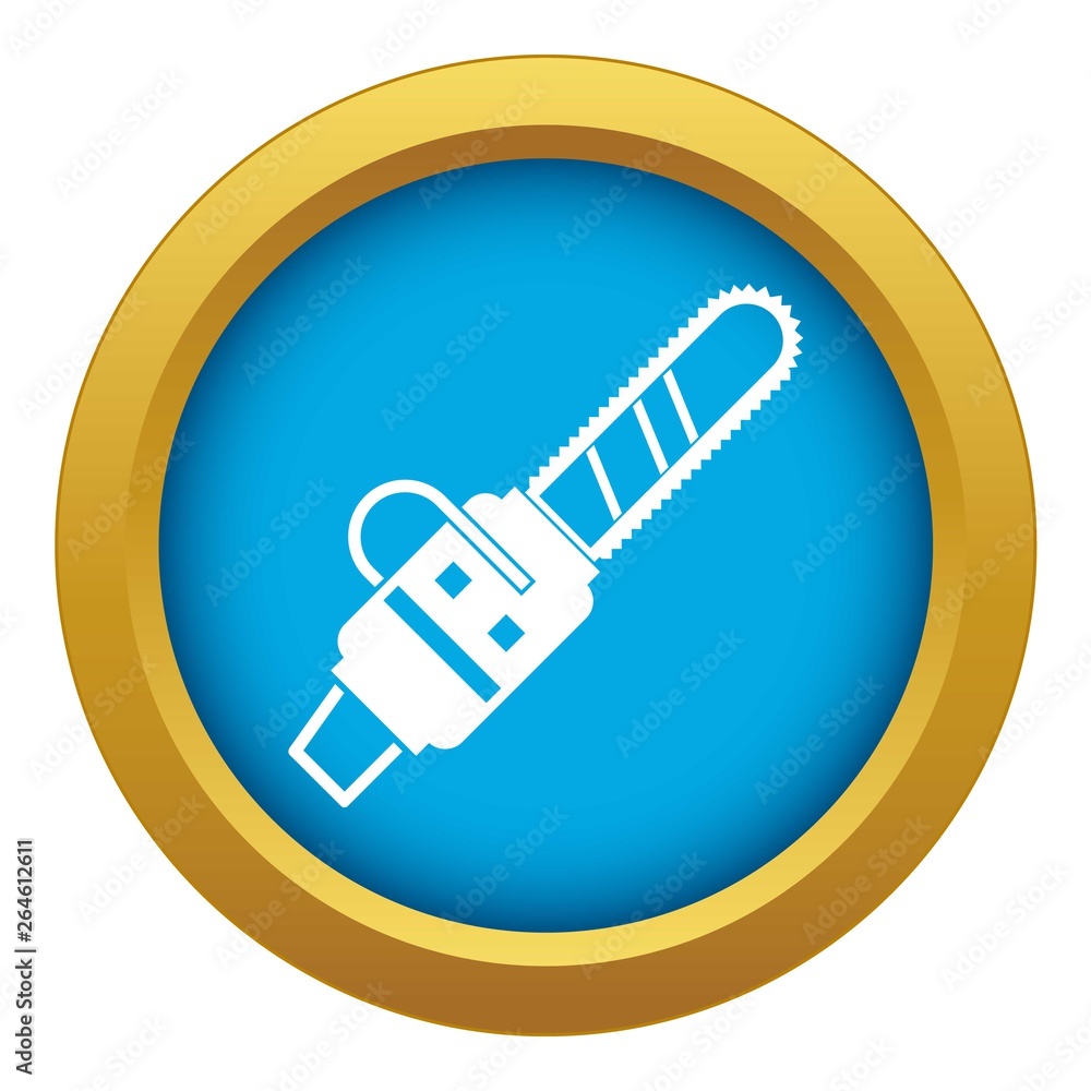 Gasoline powered chainsaw icon blue vector isolated on white background for any design Gasoline powered chainsaw icon blue vector isolated on white background for any design