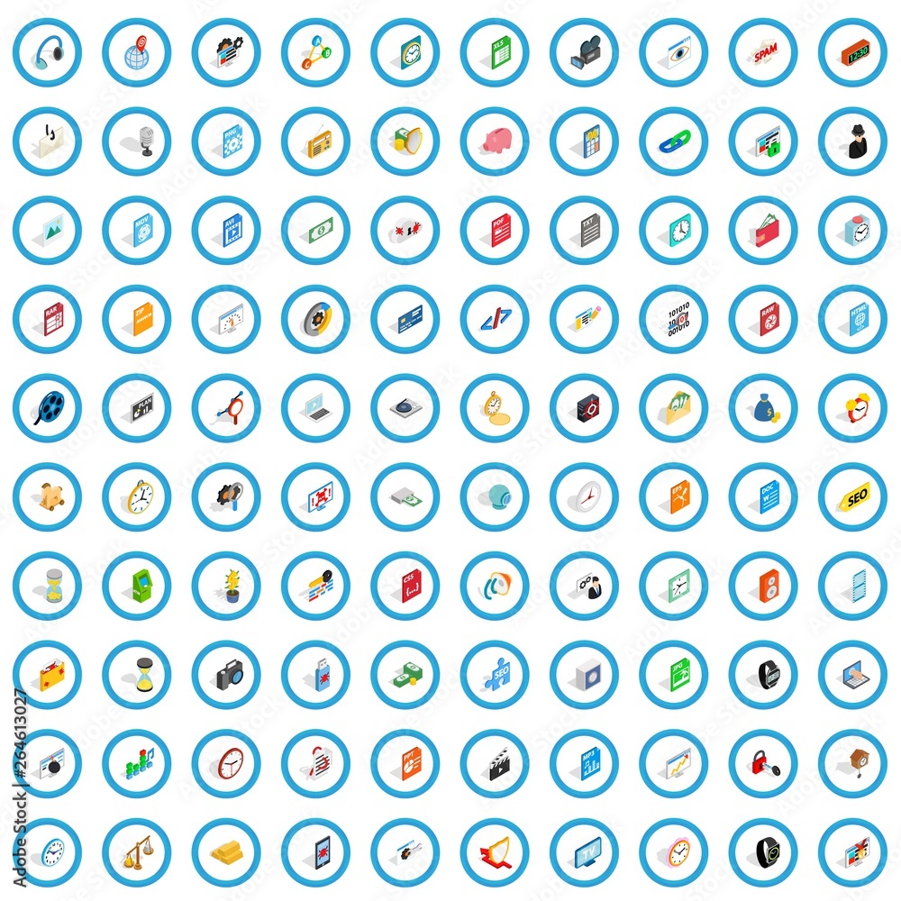 100 video icons set in isometric 3d style for any design vector illustration 100 video icons set in isometric 3d style for any design vector illustration