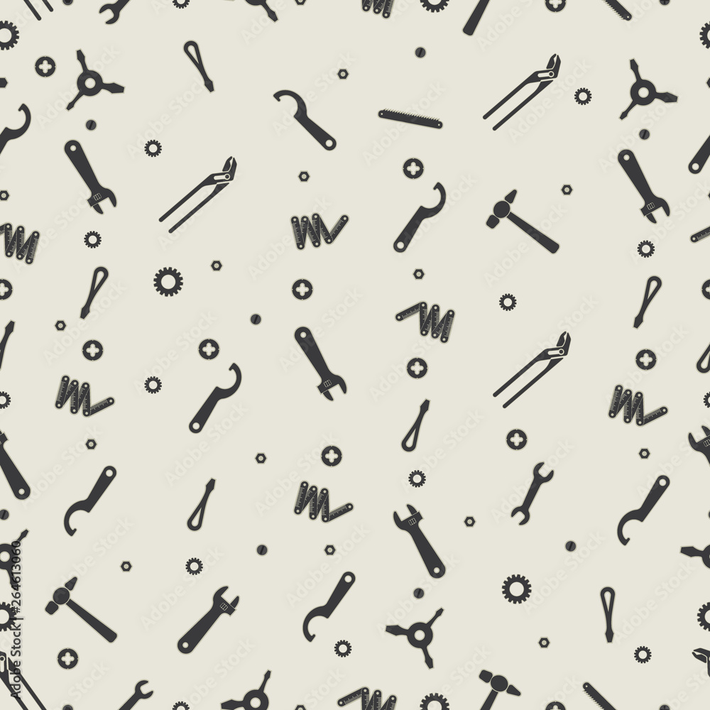 Home repair work tools sketch seamless pattern. pattern of wrenches with hammers and screwdrivers Home repair work tools sketch seamless pattern. pattern of wrenches with hammers and screwdrivers