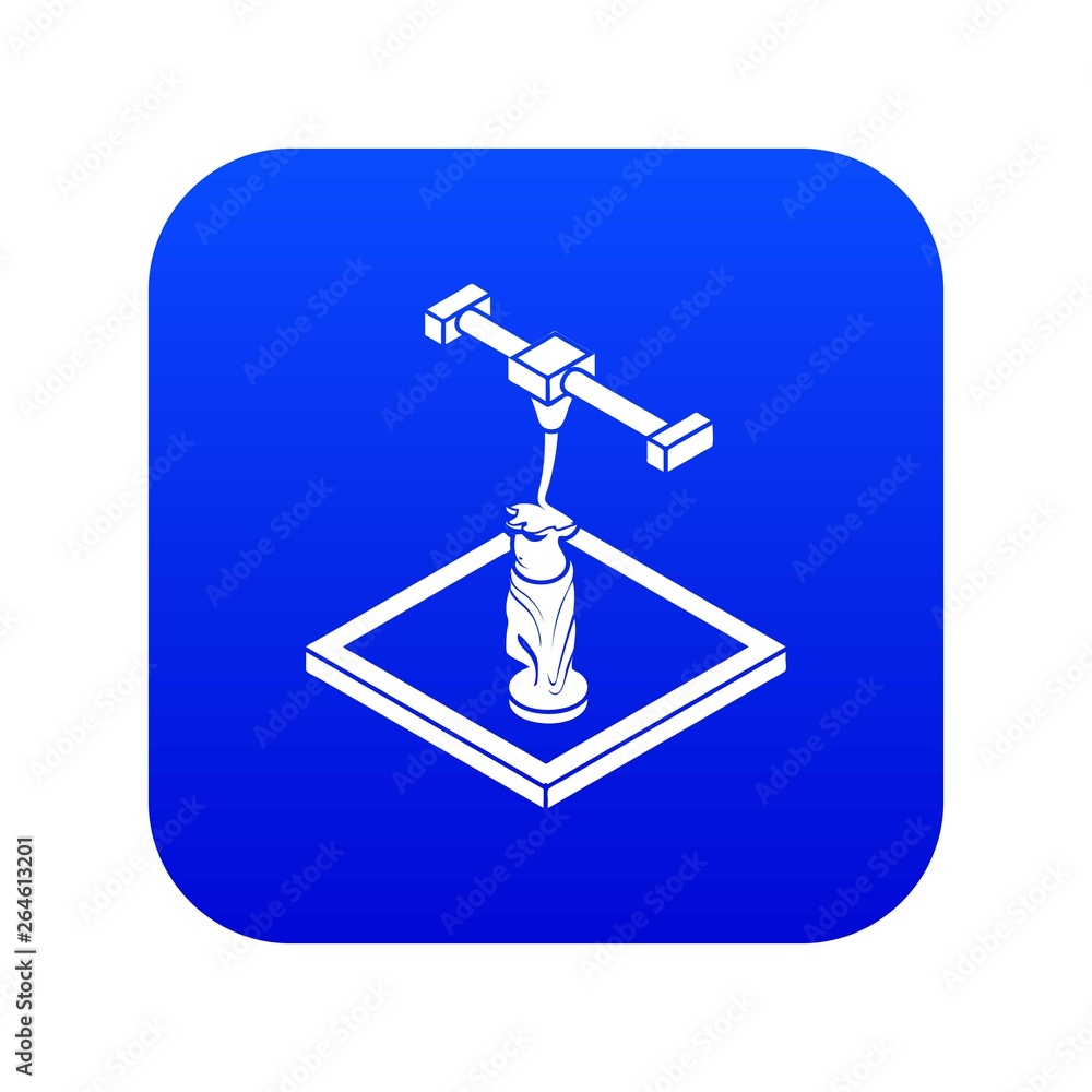 Statue d printing icon blue vector isolated on white background Statue d printing icon blue vector isolated on white background