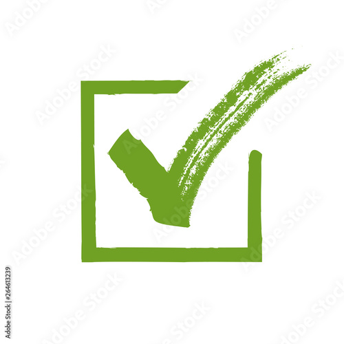 Check mark in bold brush stroke