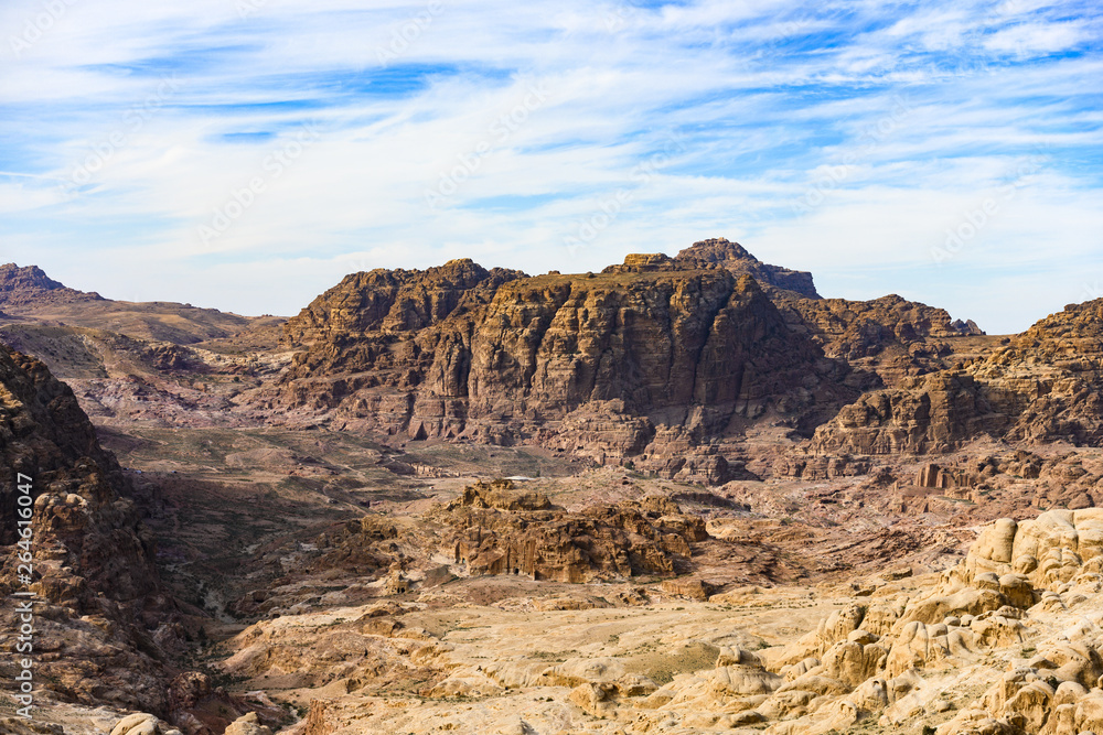 Amazing view of the beautiful Petra site. Petra is a Unesco World heritage site, historical and archaeological city in southern Jordan.