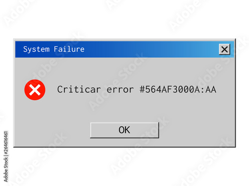System error popup. Retro window of alert mockup.