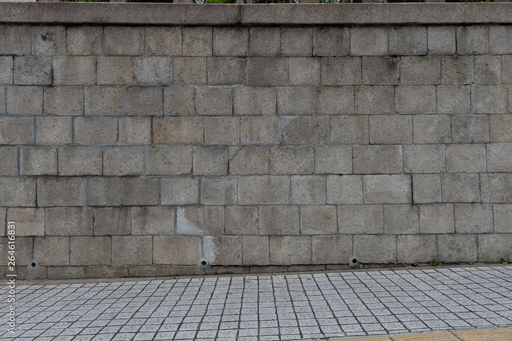 Fototapeta premium street wall background ,Industrial background, empty grunge urban street with warehouse brick wall