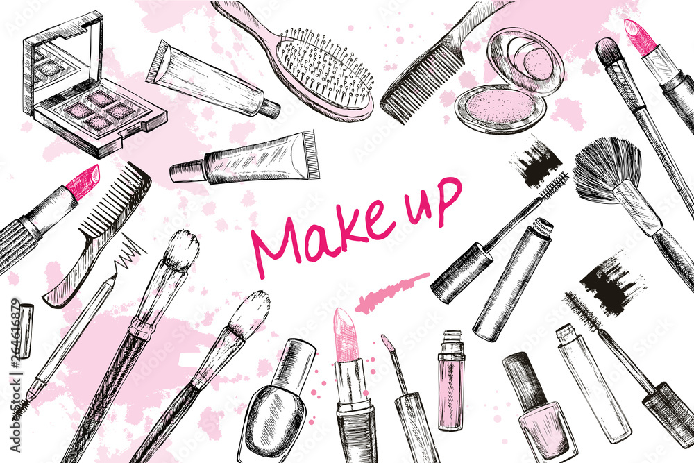 Beauty store collection with make up