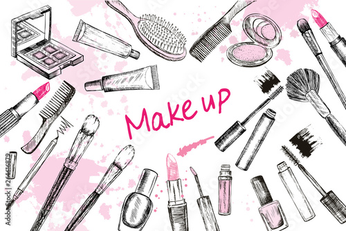 Beauty store collection with make up