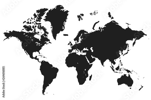 Black world map background. Worldmap stencil on white backdrop.