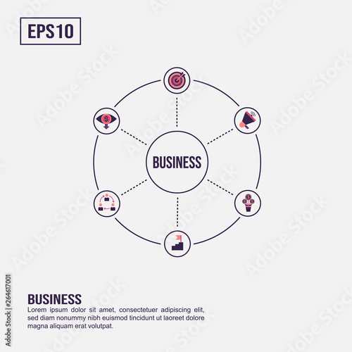 Business concept for presentation, promotion, social media marketing, and more. Minimalist business infographic with flat icon