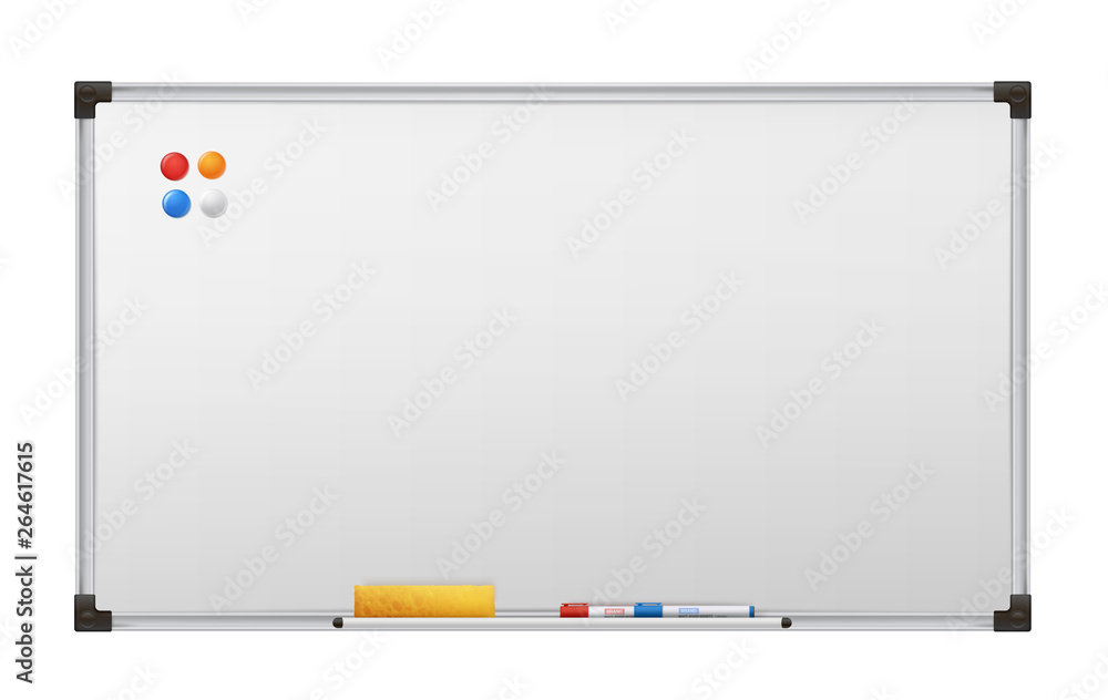 Clean marker board, empty white presentation billboard Stock Vector