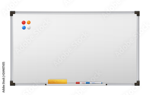 Clean marker board, empty white presentation billboard