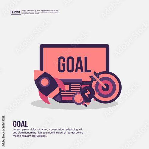 Goal concept for presentation  promotion  social media marketing  and more. Minimalist Goal infographic with flat icon