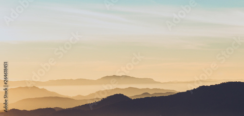 Sunrise over mountain range, Beautiful Landscape nature background. Patido Mountains, Mae Hong Son, Thailand. © metha275