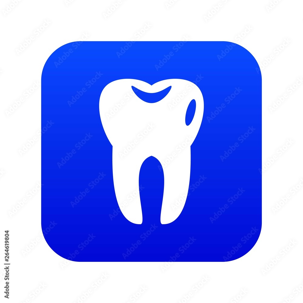 Tooth icon digital blue for any design isolated on white vector illustration Tooth icon digital blue for any design isolated on white vector illustration