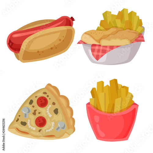 junk food vector clip art hotdog fries pizza