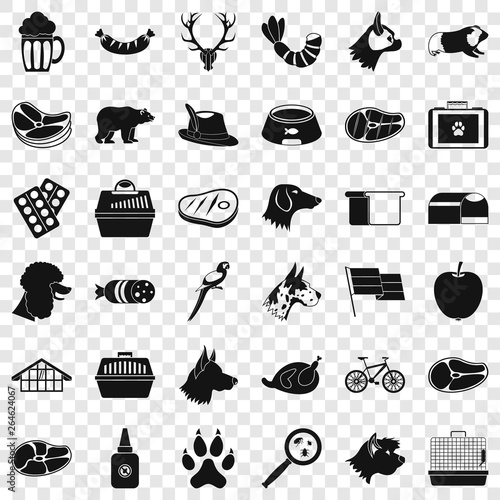 Animal dog icons set. Simple style of 36 animal dog vector icons for web for any design