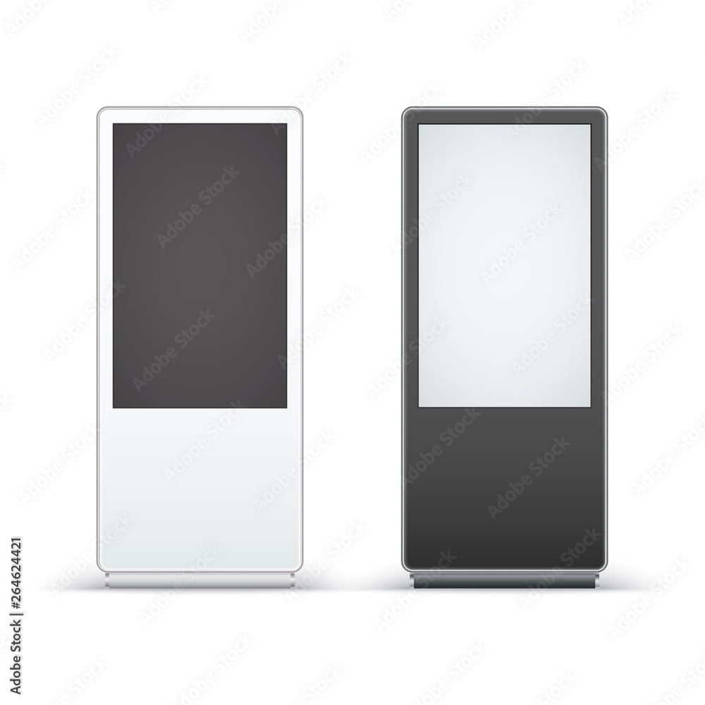 Digital signage isolated on white background. Mockup to showcasing information or advertising projects. Vector illustration Digital signage isolated on white background. Mockup to showcasing information or advertising projects. Vector illustration