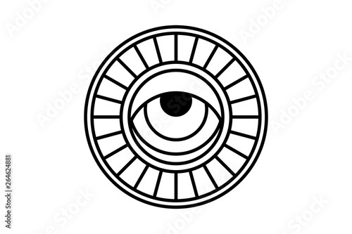 New World Order. Eye of Providence. Hand-drawn alchemy, religion, spirituality, occultism. Conspiracy theory. Masonic and esoteric symbol.