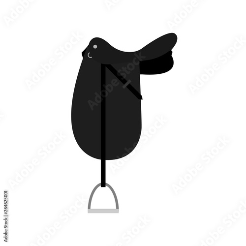 vector black cartoon flat classical english dressage horse saddle isolated on white