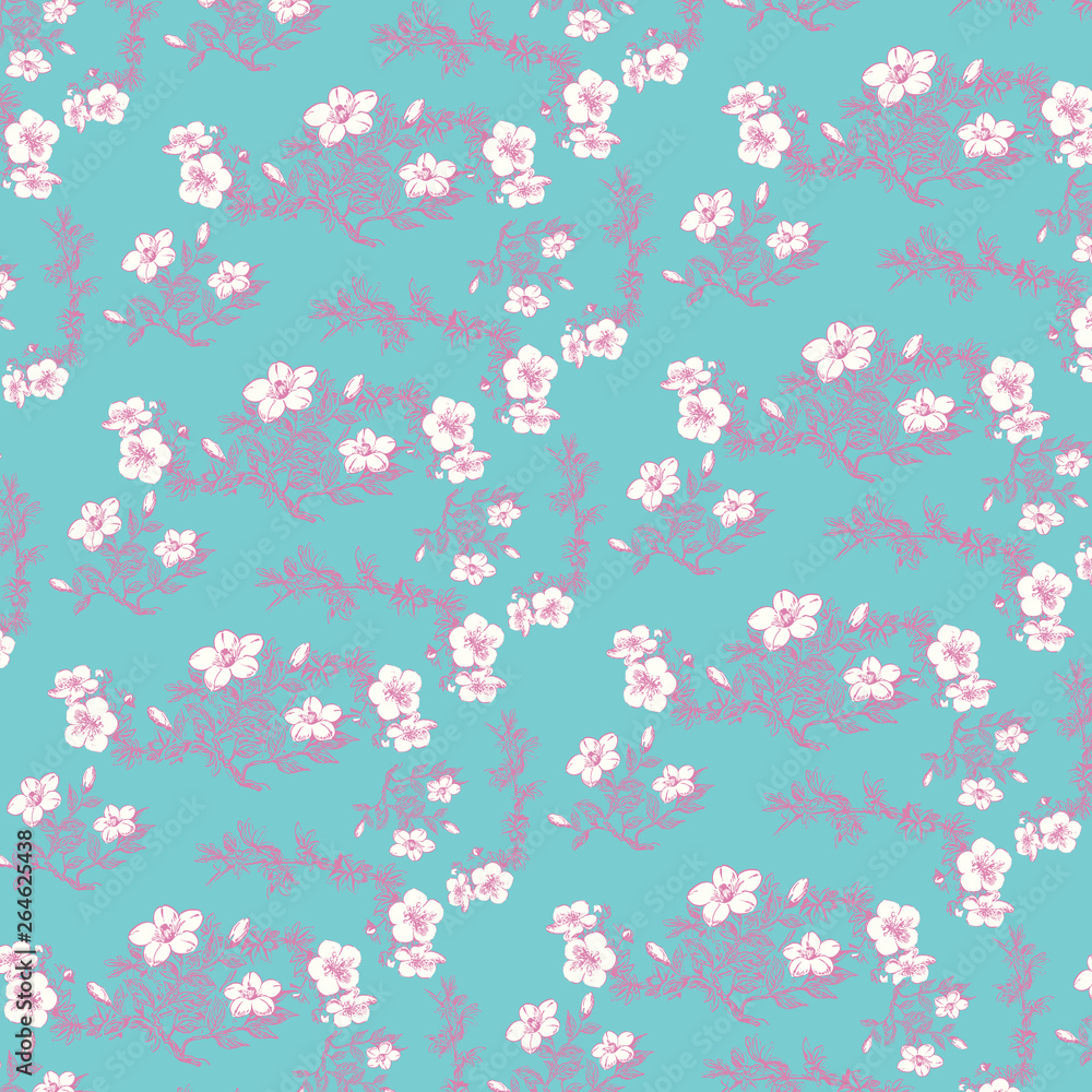 Fashionable pattern in small flowers. Floral background for textiles.