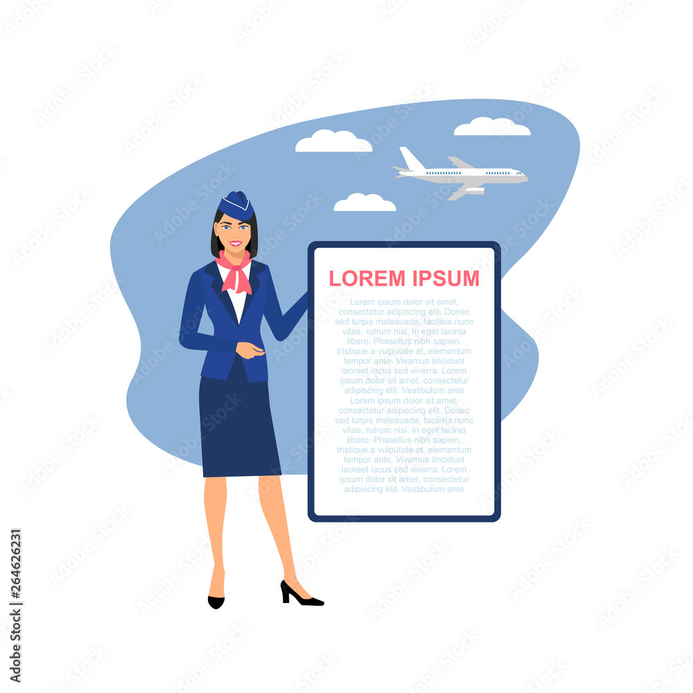 vector Illustration of stewardess dressed in blue uniform vector Illustration of stewardess dressed in blue uniform