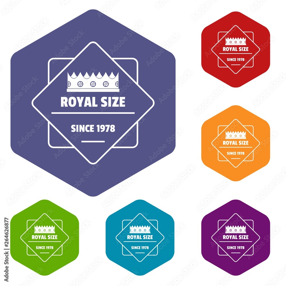 Obraz premium Crown icons vector colorful hexahedron set collection isolated on white 