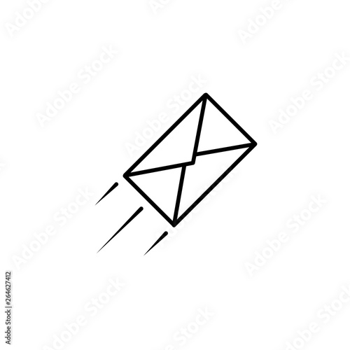 Speed mail icon. email send sign. Mail delivery symbol. Thin line icon on white background. Vector illustration.