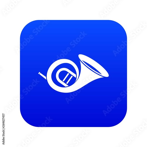 French horn icon digital blue for any design isolated on white vector illustration
