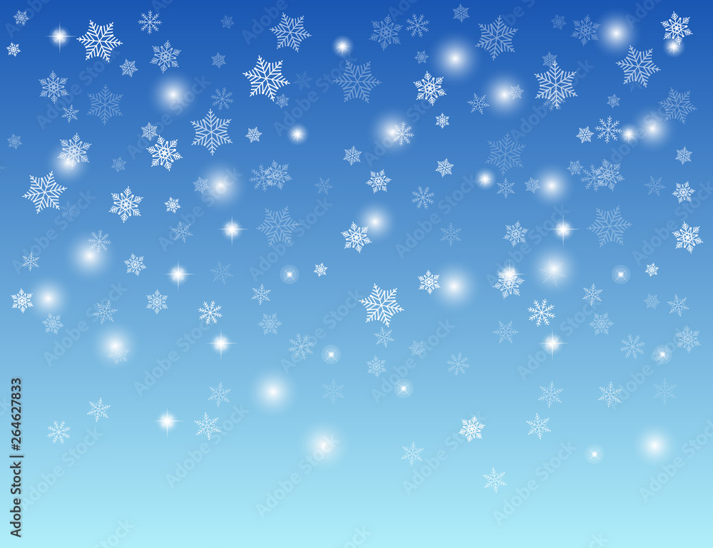 Abstract blue winter background with white snowflakes Abstract blue winter background with white snowflakes