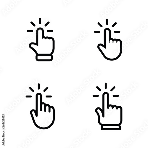 Hand clicking icon set. Finger click pointer.