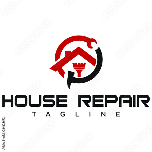 Home repair logo . House Home Improvement Logo Design .Creative House Renovation Service logo design. Modern Real Estate Logo. Company, home.