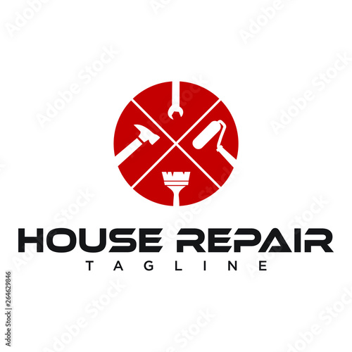 Home repair logo Design Vector Illustration. House Home Improvement Logo Design .Creative House Renovation Service logo design. Modern Real Estate Logo. Company, home.