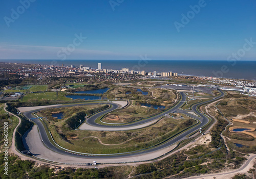 Aerial view race track circuit of Zandvoort