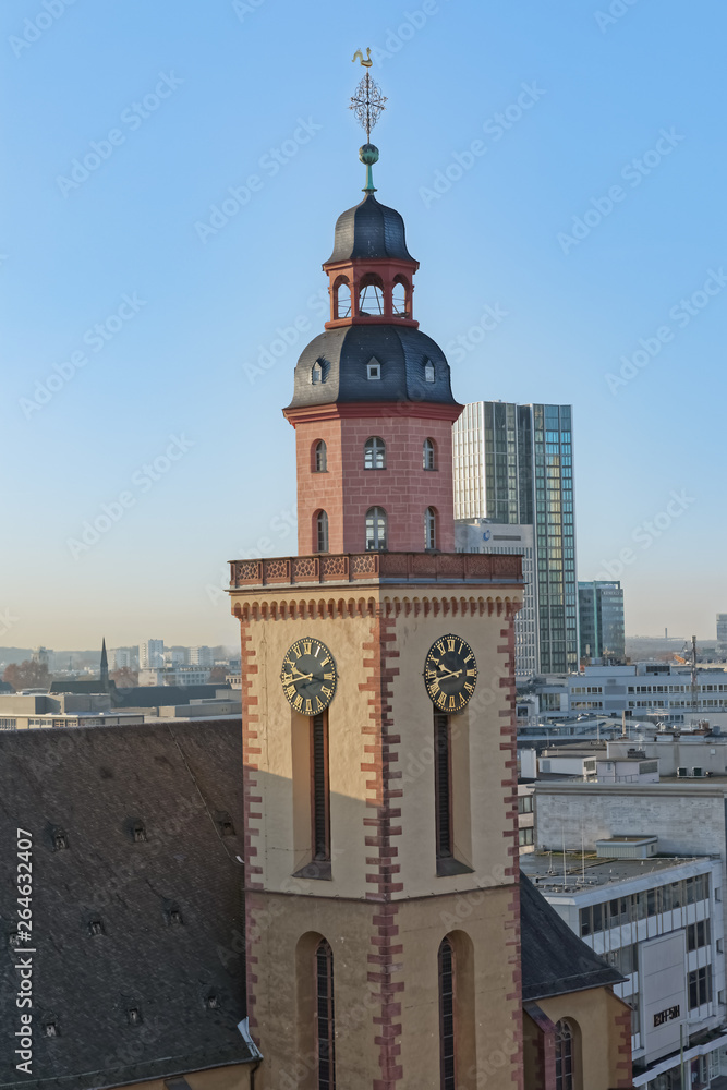 Frankfurt Saint Catherine Protestant Church tower aerial view