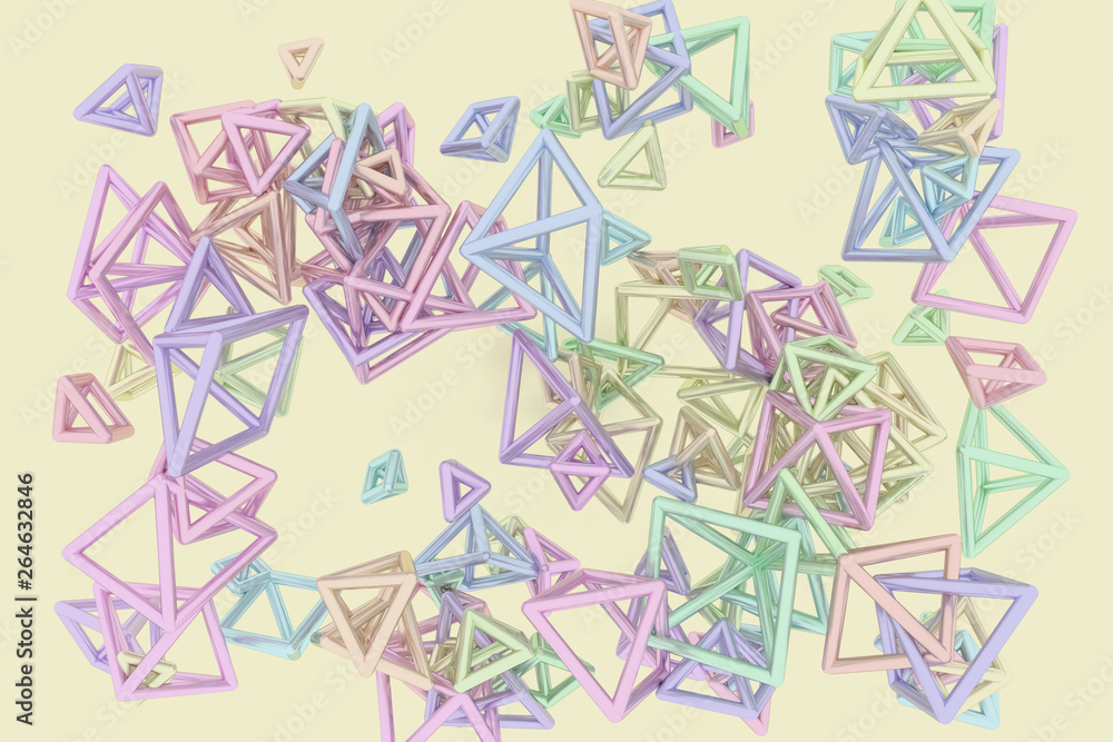 Bunch of triangle or square, flying, inter-locked, for design texture & background. 3D rendering. Bunch of triangle or square, flying, inter-locked, for design texture & background. 3D rendering.