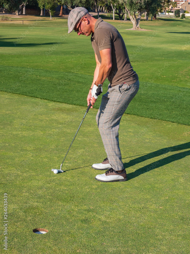 Fototapeta premium athletic and attractive man playing golf on a sunny day