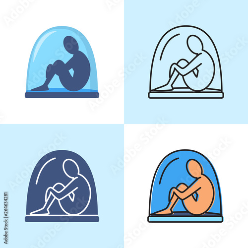 Isolation concept icon set in flat and line styles
