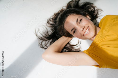 Portrait of a pretty woman  laughing happily