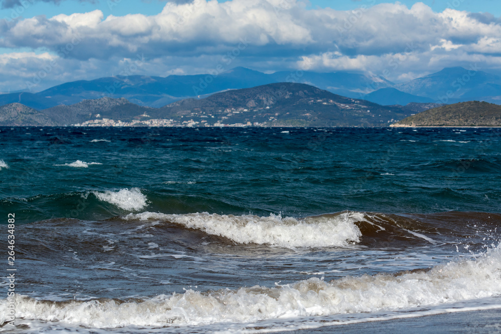 Dramatic view on dark stormy sea on Peloponnese, Greece Dramatic view on dark stormy sea on Peloponnese, Greece