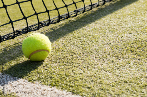 tennis ball on the grass © araelf