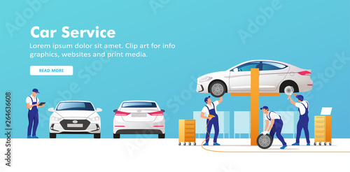 Car service and repair. Vector illustration.