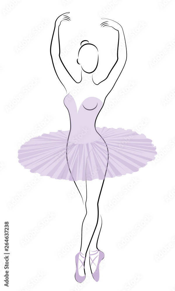 Silhouette of a cute lady, she is dancing ballet. The girl has a beautiful figure. Woman ballerina. Vector illustration. Silhouette of a cute lady, she is dancing ballet. The girl has a beautiful figure. Woman ballerina. Vector illustration.