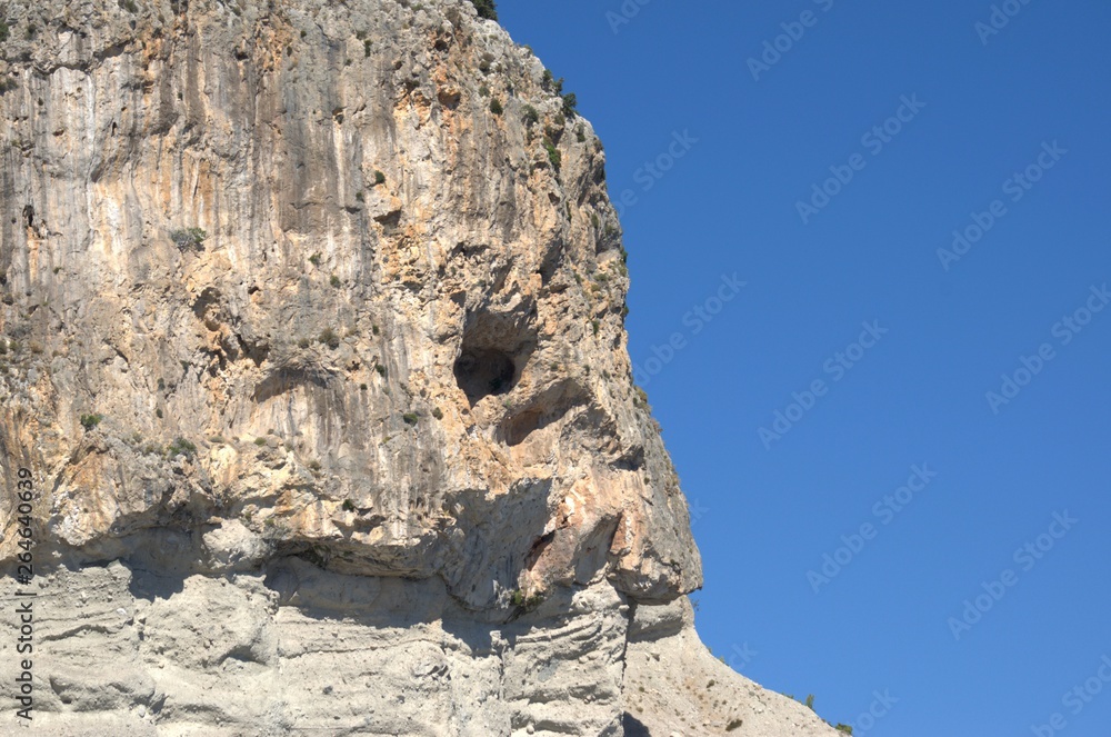 Big rock close-up in the Mediterranean Sea.