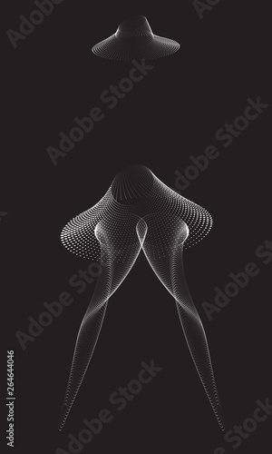 Sexy woman silhouette in dress textured dotted pattern