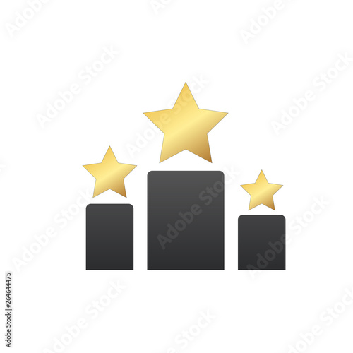 stars prize, stars on different size podium icon. gold, silver and bronze. First, second and third place. Vector illustration isolated on white background.