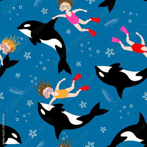 pattern scuba diving girl swimming