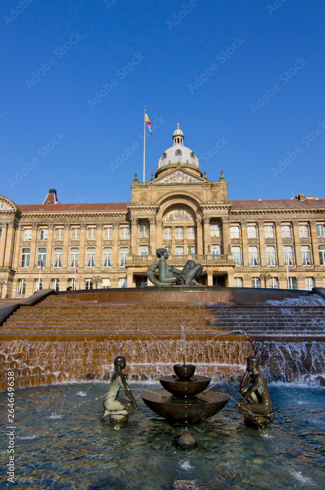 UK, England, Birmingham, Council House and Victoria Square statue modern
