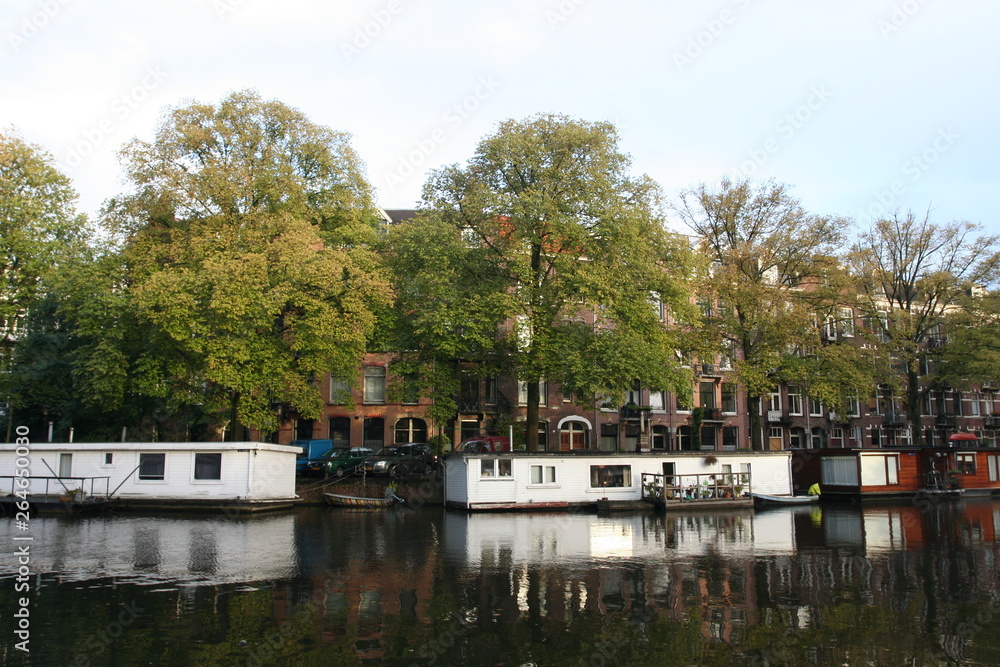 Canal of Hugo de Grootkade Amsterdam Netherlands,