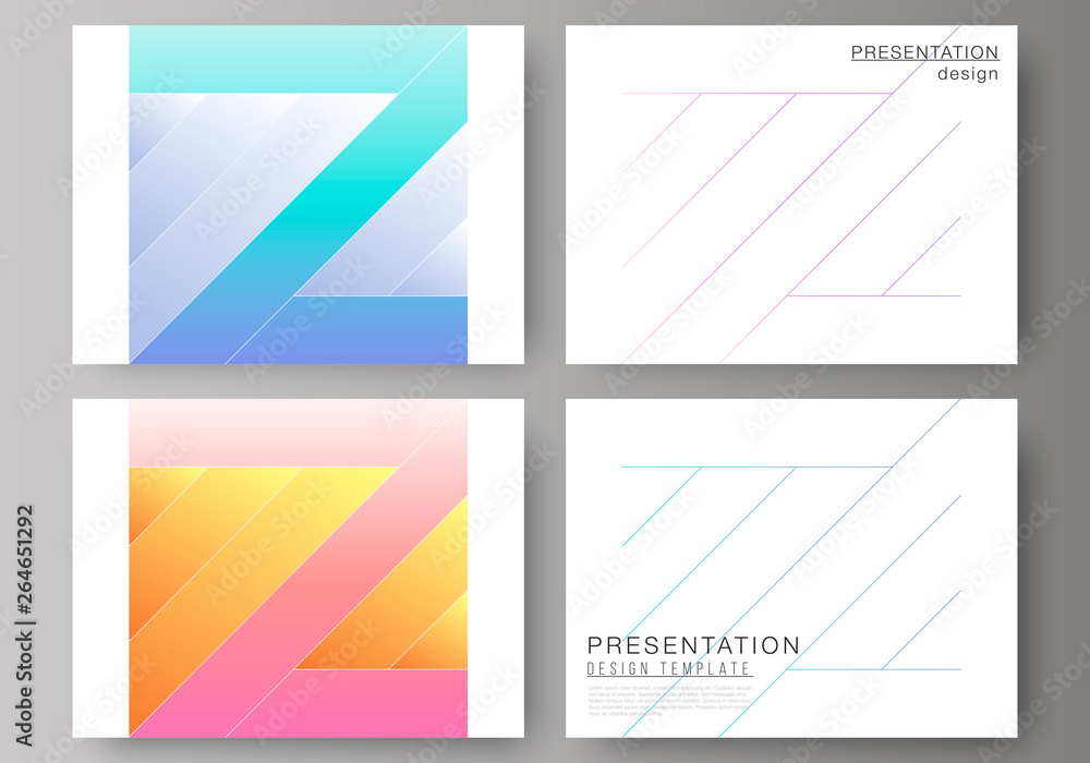 The minimalistic abstract vector illustration of the editable layout of the presentation slides design business templates. Creative modern cover concept, colorful background.