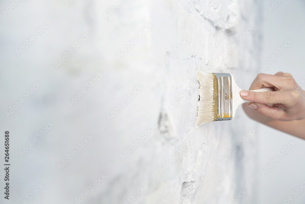 Painting A White Brick Wall With A Paint Brush Stock Photo Adobe Stock   1000 F 264651688 YZ62vcRVZlgFnzeR1ibkrwTIWuyfMW5l 